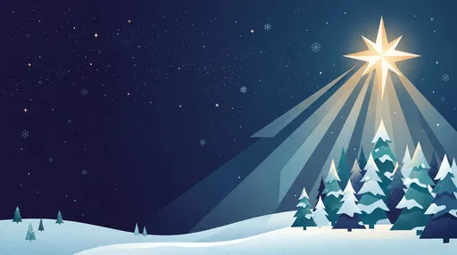 Christmas Star Over Snowy Fir Trees