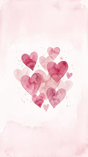 Pink Watercolor Hearts Vertical Background