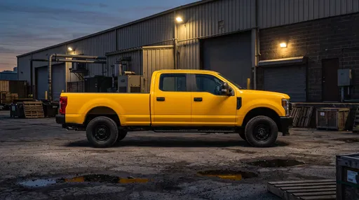 Yellow Heavy-Duty Pickup Truck at Warehouse