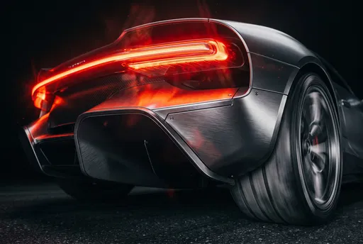 Modern Sports Car Glowing Taillight and Diffuser