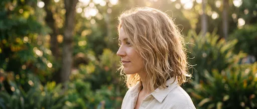 Woman With Wavy Blonde Hair Outdoors