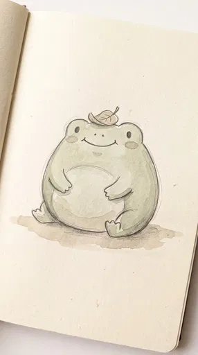 Cute Chubby Frog Sketch on Paper