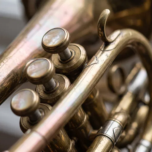 Macro Close-Up of Brass Cornet Valves