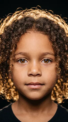 Close-Up Studio Portrait of Curly-Haired Child
