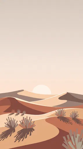Minimalist Desert Dunes Sunrise Illustration