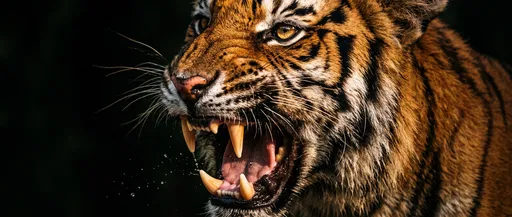 Close-Up of Roaring Bengal Tiger