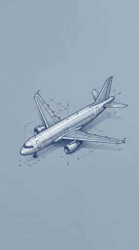 Isometric Pencil Drawing of Passenger Jet