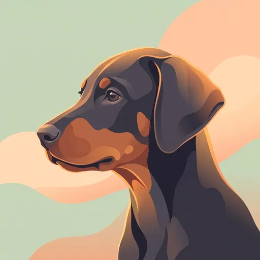 Minimalist Doberman Puppy Profile Illustration