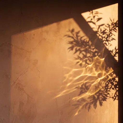 Warm Sunlight Shadows and Caustics on Wall