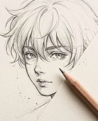 Graphite Anime Portrait Sketch With Pencil