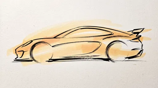 Minimalist Sports Car Brush Sketch