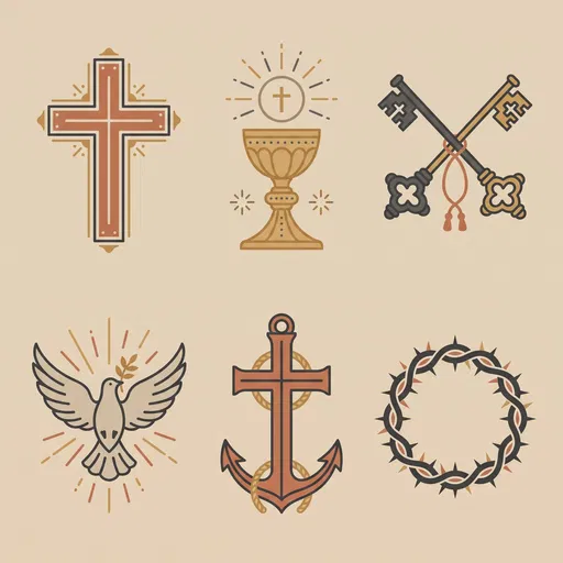 Six Traditional Catholic Symbols Vector Grid