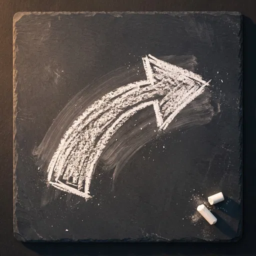 White Chalk Curved Arrow on Slate