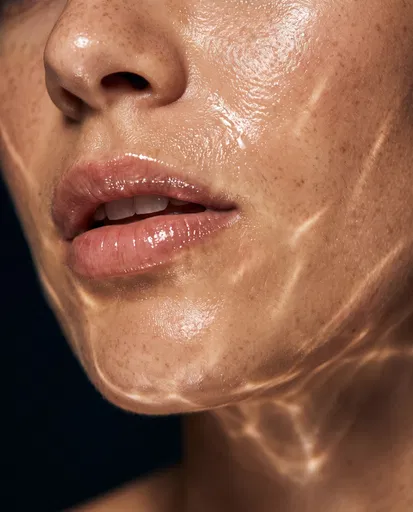 Glossy Freckled Skin With Water Caustics