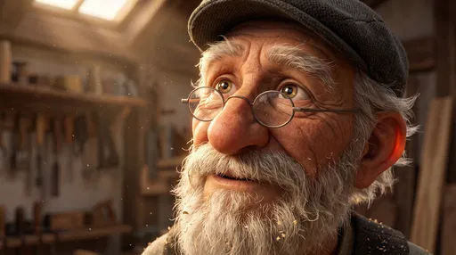 Stylized 3D Old Artisan Looking Up