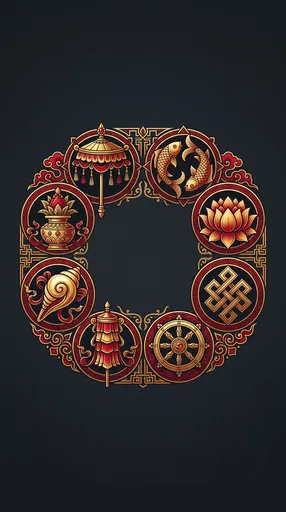 Eight Auspicious Buddhist Symbols Circular Wreath