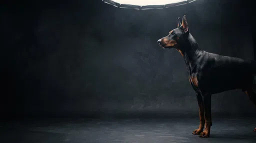 Doberman Pinscher Profile in Dark Studio