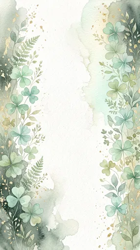 Pastel Mint Shamrock Watercolor Border