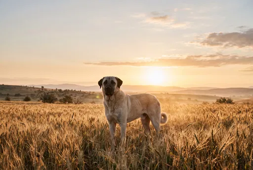 Kangal Dog in Golden Wheat Field