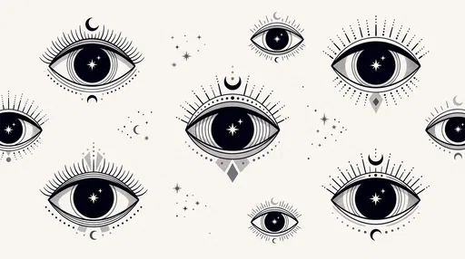Esoteric Monochrome Mystical Eyes Illustration