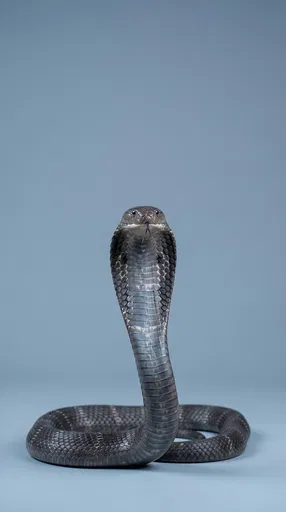 King Cobra Rearing on Studio Backdrop