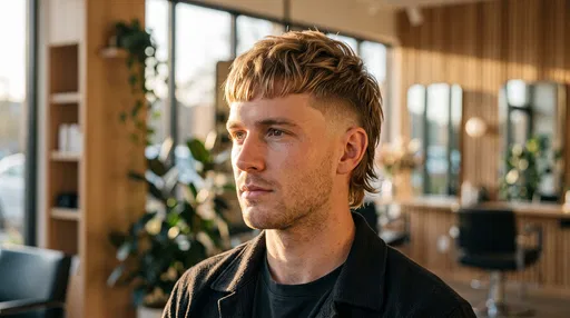 Man With Short Blonde Mullet Haircut