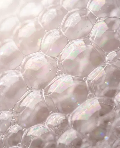 Macro Close-Up of Iridescent Soap Foam