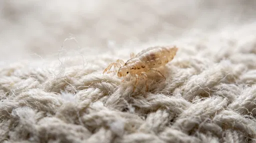Macro Body Louse on White Fabric