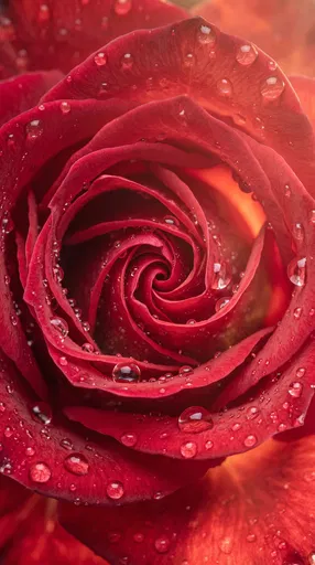 Macro Red Rose With Water Droplets