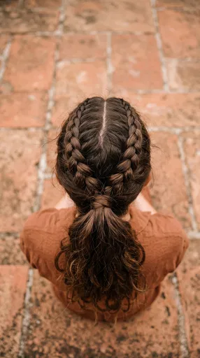 Overhead View of Braided Ponytail Hairstyle