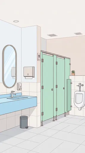 Pastel Public Men's Washroom Illustration