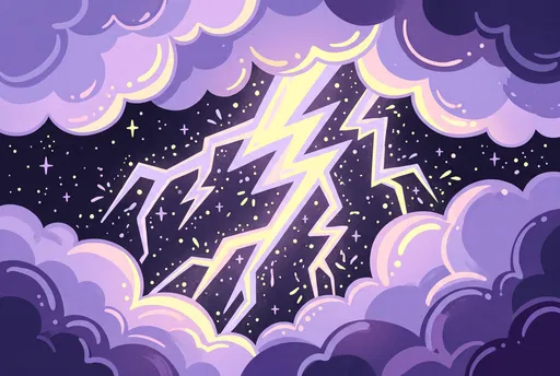 Dreamy Pastel Lightning Bolt in Clouds