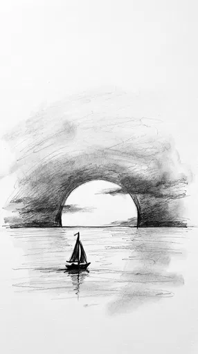 Pencil Sketch of Sailboat at Sunset
