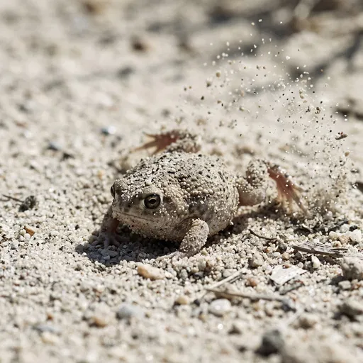 Desert Toad Kicking Up Coarse Sand