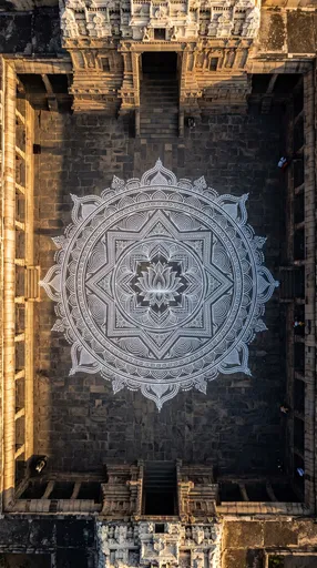 Aerial View of Temple Courtyard Mandala