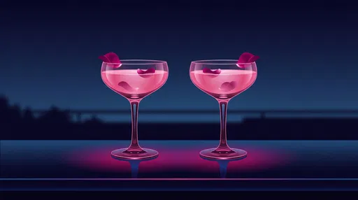 Two Pink Cocktails with Rose Petals