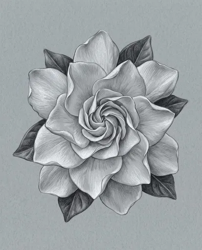 Graphite and Charcoal Gardenia Blossom Drawing