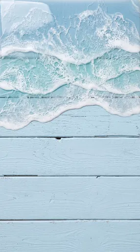 Pastel Blue Wood With Resin Waves