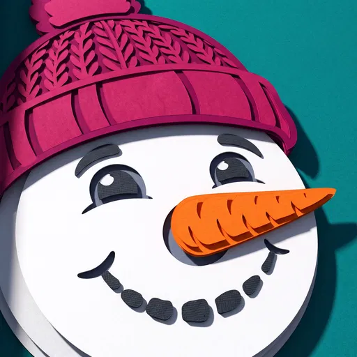 Paper Cut Snowman Face Illustration