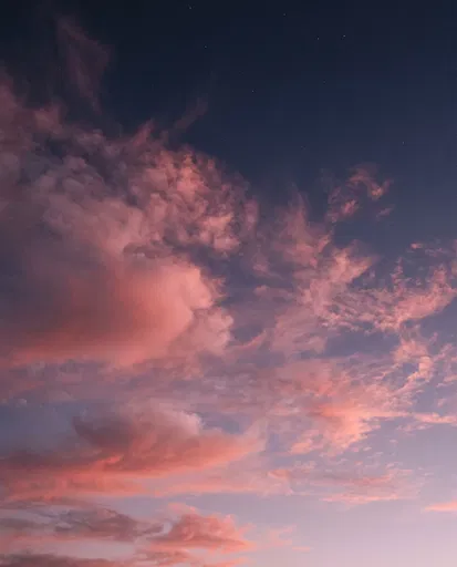 Pastel Pink Twilight Clouds and Stars