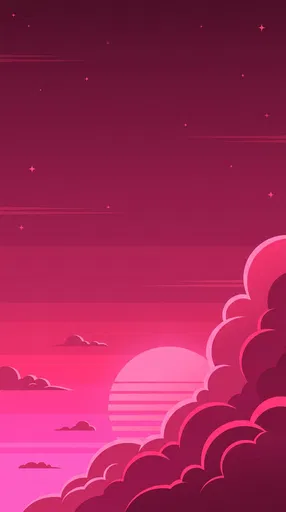 Retro Pink Sunset Sky Illustration