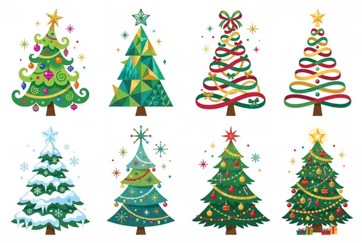 Diverse Festive Christmas Tree Clipart Set