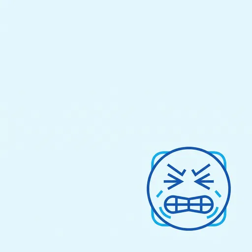 Blue Grimacing Face Line Icon