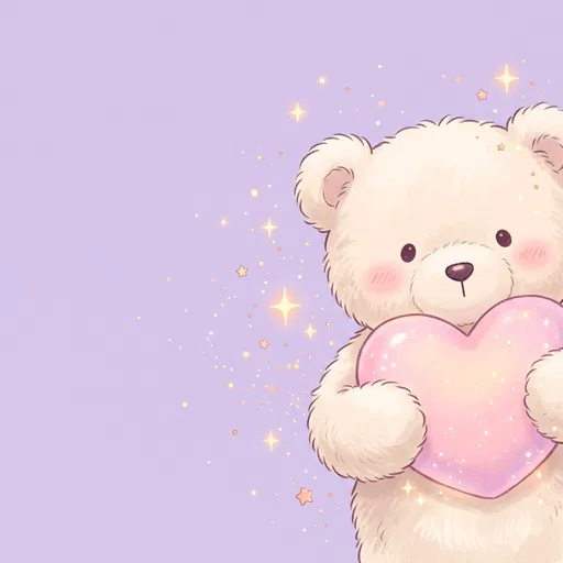 Cute Teddy Bear Holding Pink Heart