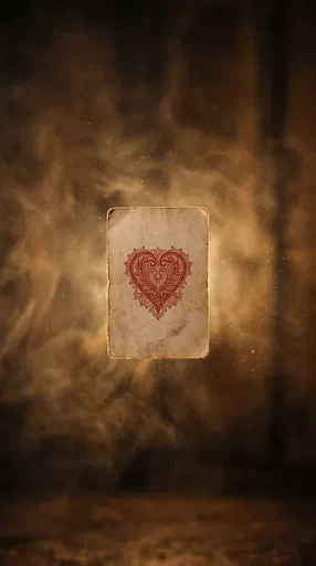 Vintage Heart Card Floating in Smoke
