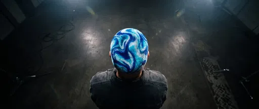 Blue Swirl Dyed Buzz Cut Overhead