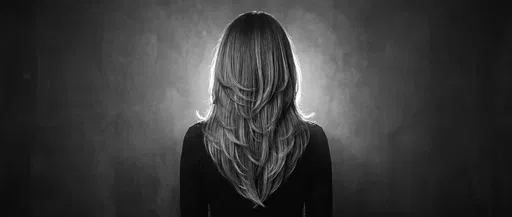 Monochrome Back View of Layered Haircut