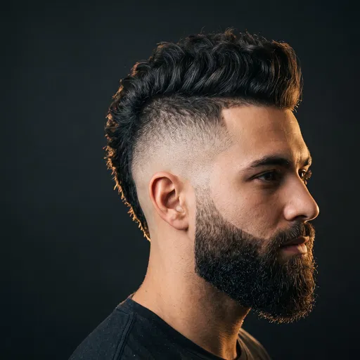 Bearded Man With Modern Fade Mohawk
