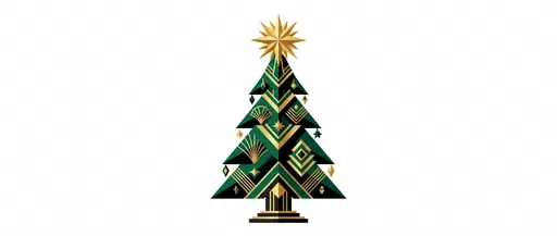 Art Deco Geometric Christmas Tree Illustration