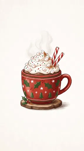Festive Hot Cocoa Mug Illustration